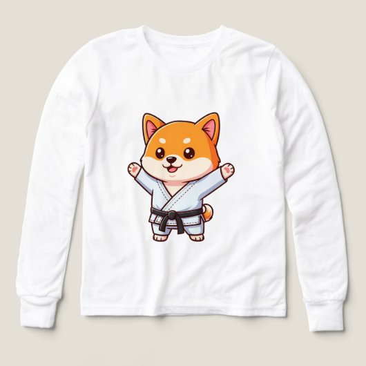 Vrolijke Cartoon Puppy in Karate Gi (Voorkant)
