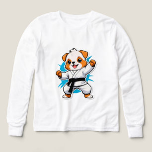 Vrolijke Cartoon Puppy in Karate Gi