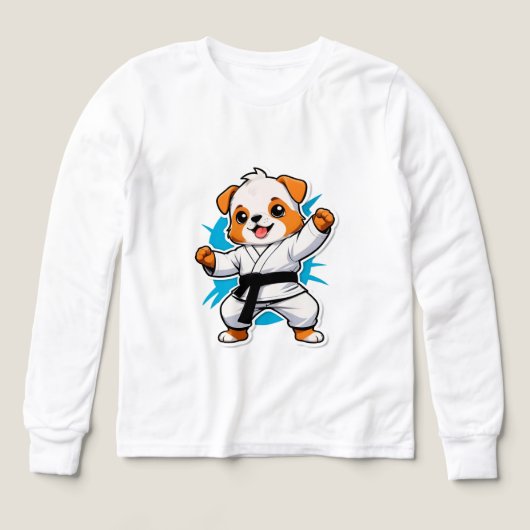 Vrolijke Cartoon Puppy in Karate Gi (Voorkant)