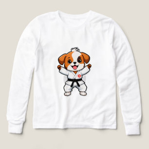 Vrolijke Cartoon Puppy in Karate Gi