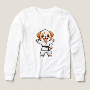 Vrolijke Cartoon Puppy in Karate Gi