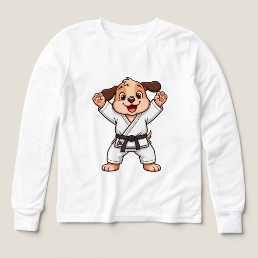 Vrolijke Cartoon Puppy in Karatepak (Voorkant)