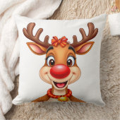 Vrolijke Cartoon rendier met rode neus Kussen (Deken)