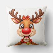 Vrolijke Cartoon rendier met rode neus Kussen (Achterkant)