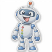 Vrolijke Cartoon Robot op maat gesneden vinyl stic Sticker (Voorkant)