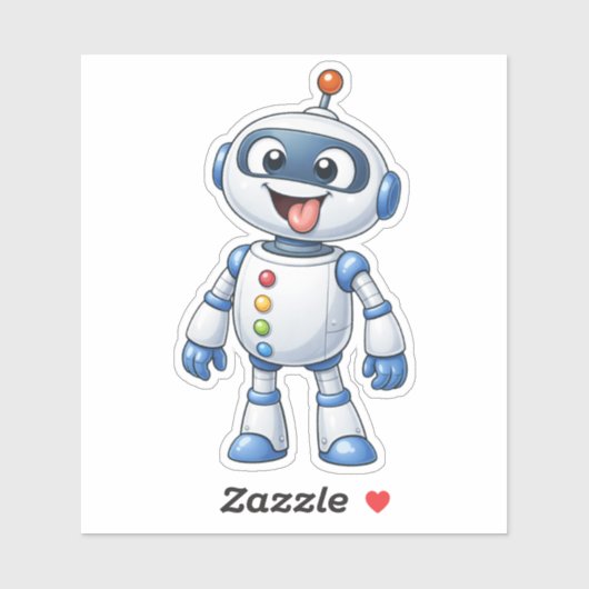 Vrolijke Cartoon Robot op maat gesneden vinyl stic Sticker (Vel)