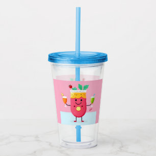 Vrolijke Cartoon Sappen Karakter Acryl Drinkbeker