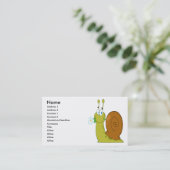 vrolijke cartoon slak met bloem visitekaartje (Staand voorkant)