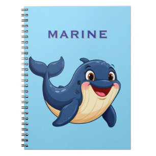 Vrolijke Cartoon Walvis Zwemt Notitieboek