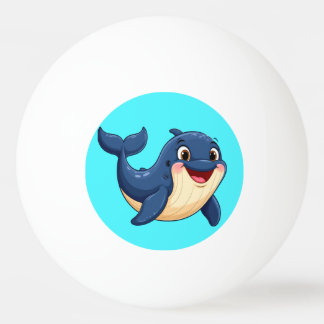 Vrolijke Cartoon Walvis Zwemt Pingpongbal