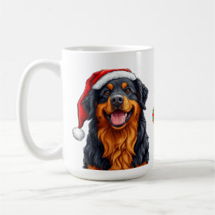 Vrolijke Cartoonhond met een Kerstmanhoed Koffiemok