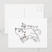 Vrolijke Cat-mas Cat Christmas Light Feestdagenkaart (Voorkant / Achterkant)