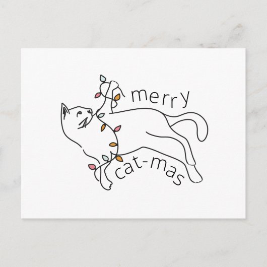 Vrolijke Cat-mas Cat Christmas Light Feestdagenkaart (Voorkant)