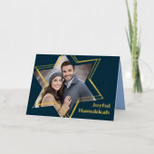 Vrolijke Chanoeka Davidster Foto Lijst Folie Feestdagenkaart (Voorkant)