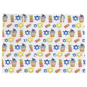 Vrolijke Chanoeka Waterverf gepersonaliseerd Groot Cadeauzakje (Achterkant)