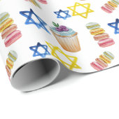 Vrolijke Chanoeka Waterverf Pattern Cadeaupapier (Rol Hoek)