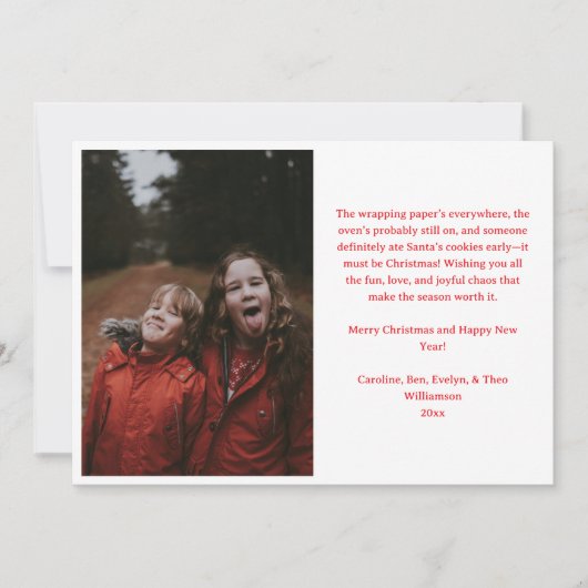 Vrolijke Chaos Grappig Familie Kerstfoto Schattige Feestdagenkaart (Voorkant)