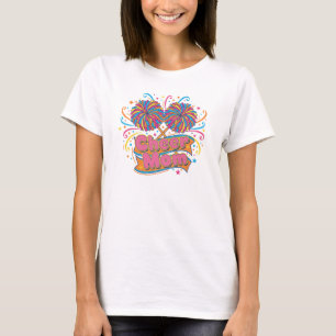 Vrolijke Cheer Moeder Pom-Poms Levendig Speldag T-shirt