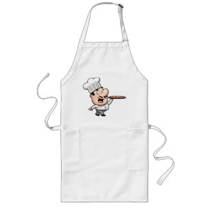 vrolijke chef en pizza lang schort