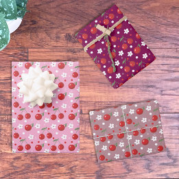 Vrolijke Cherry Pattern Wrapping Paper Sheet