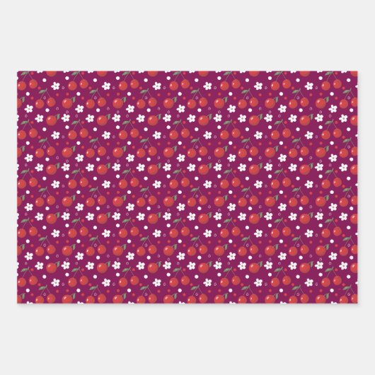 Vrolijke Cherry Pattern Wrapping Paper Sheet (Voorkant 2)