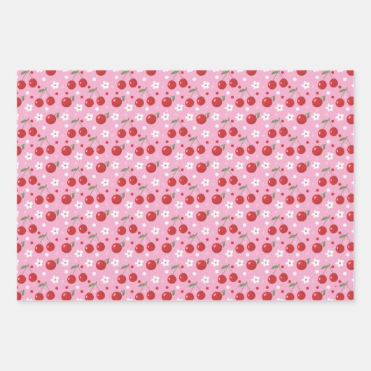 Vrolijke Cherry Pattern Wrapping Paper Sheet (Voorkant)