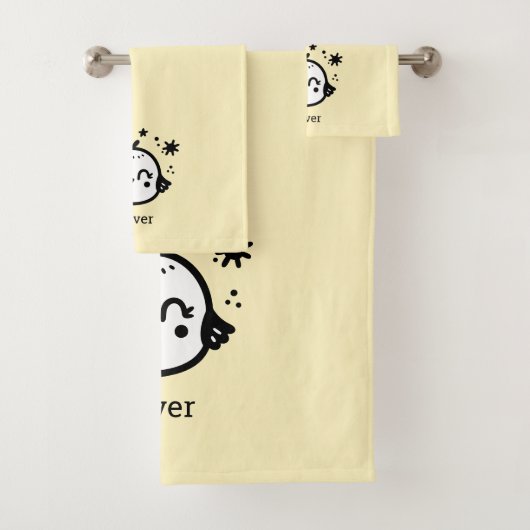 Vrolijke Chick - Kawaii Bird Line Art" Bad Handdoek (Insitu)