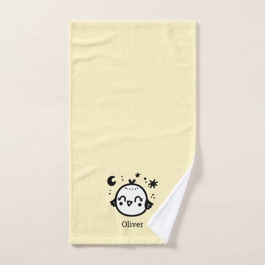 Vrolijke Chick - Kawaii Bird Line Art" Bad Handdoek (Handdoek)