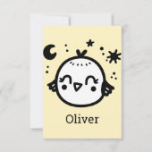 Vrolijke Chick - Kawaii Bird Line Art" Bedankkaart (Voorkant)