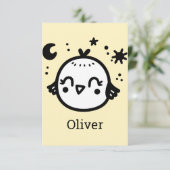 Vrolijke Chick - Kawaii Bird Line Art" Bedankkaart (Staand voorkant)