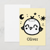 Vrolijke Chick - Kawaii Bird Line Art" Bedankkaart (Voorkant / Achterkant)