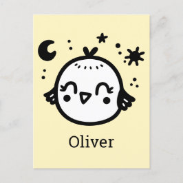 Vrolijke Chick - Kawaii Bird Line Art" Briefkaart