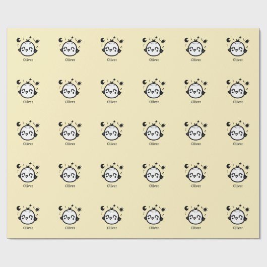 Vrolijke Chick - Kawaii Bird Line Art" Cadeaupapier (Vlak)