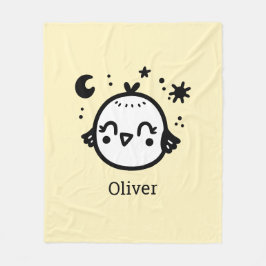 Vrolijke Chick - Kawaii Bird Line Art" Fleece Deken