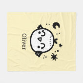 Vrolijke Chick - Kawaii Bird Line Art" Fleece Deken (Voorkant (Horizontaal))