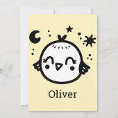 Vrolijke Chick - Kawaii Bird Line Art" Kaart (Voorkant)