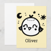 Vrolijke Chick - Kawaii Bird Line Art" Kaart (Voorkant / Achterkant)