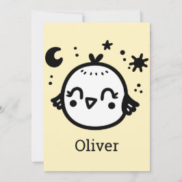 Vrolijke Chick - Kawaii Bird Line Art" Kaart