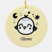 Vrolijke Chick - Kawaii Bird Line Art" Keramisch Ornament (Achterkant)