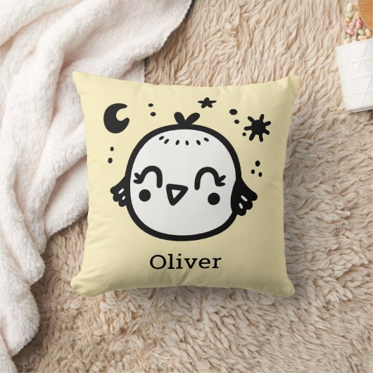 Vrolijke Chick - Kawaii Bird Line Art" Kussen (Deken)