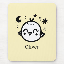 Vrolijke Chick - Kawaii Bird Line Art" Muismat