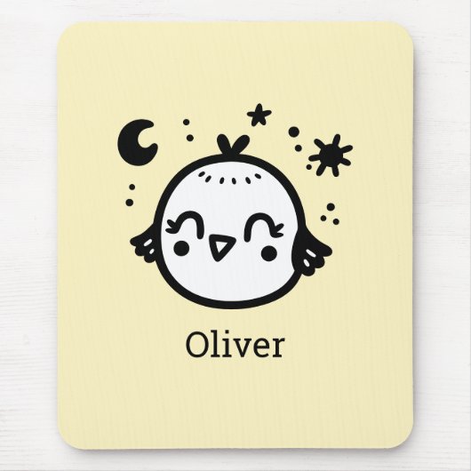 Vrolijke Chick - Kawaii Bird Line Art" Muismat (Voorkant)