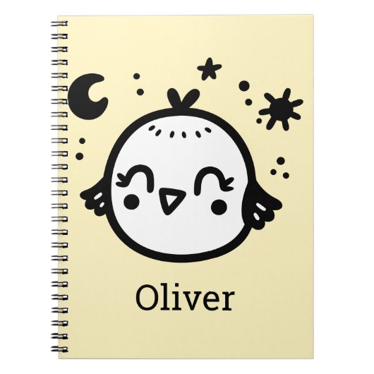 Vrolijke Chick - Kawaii Bird Line Art" Notitieboek (Voorkant)