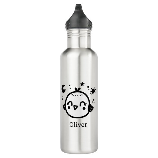 Vrolijke Chick - Kawaii Bird Line Art" Waterfles (Rechts)