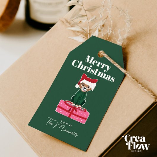 Vrolijke Chihuahua Hond Kerstmis Personaliseren Cadeaulabel