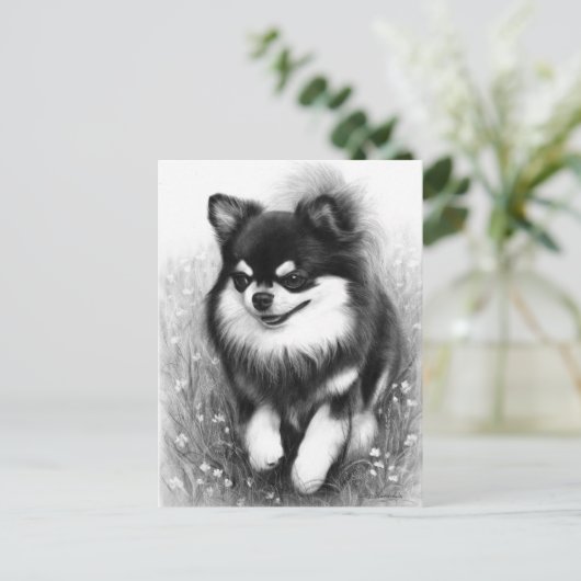 Vrolijke Chihuahua in Bloom Hand geschilderd Briefkaart (Staand voorkant)