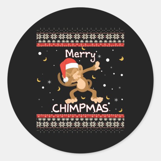 Vrolijke Chipmas Lelijke Aap Jumper Ronde Sticker (Voorkant)