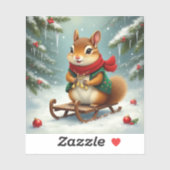 Vrolijke Chipmunk Kerstmis Sticker (Vel)