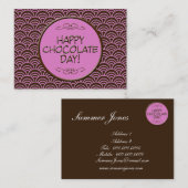 Vrolijke Chocoladedag! Roze en bruin Visitekaartje (Voorkant / Achterkant)