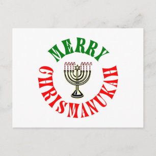 Vrolijke Chrismanukah- Kerstmis Chanukah Menora Feestdagenkaart